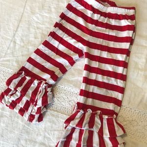 Southern Tots Red Striped Ruffle Pants